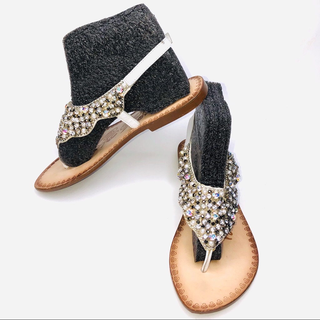 Naughty Monkey White Jeweled Sandals